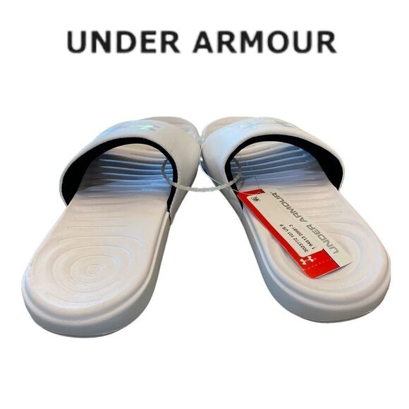 NEW Under Armour UA Ansa Fixed White Slide Sandals 6 7 8 9 - Picture 3 of 5